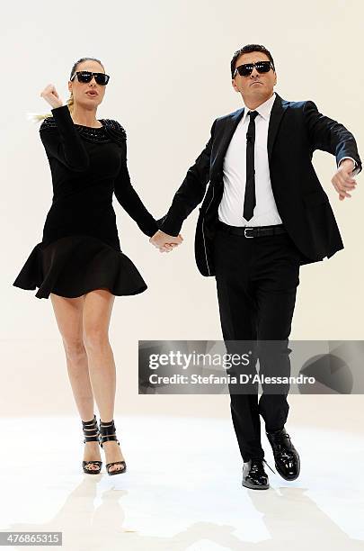 Ilary Blasi and Teo Mammuccari attend 'Le Iene' Italian TV Show on March 5, 2014 in Milan, Italy.