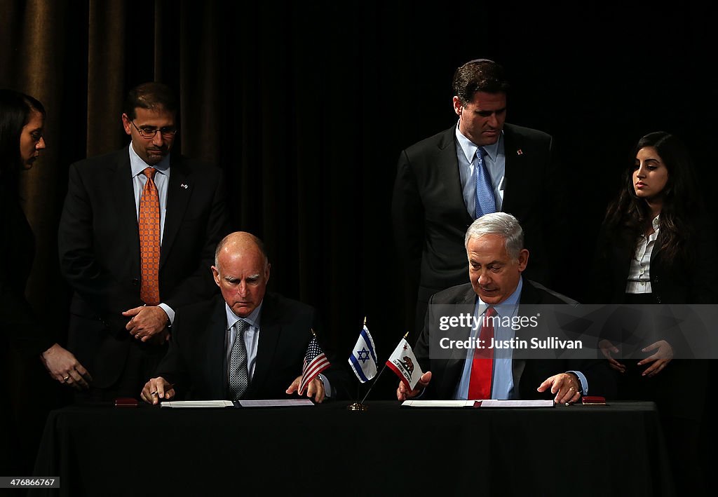 Israeli Prime Minister Netanyahu Meets With California Gov. Jerry Brown In San Francisco