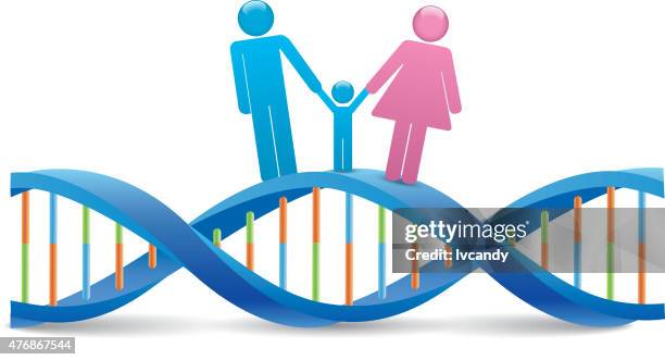 illustrazioni stock, clip art, cartoni animati e icone di tendenza di dna umano - due genitori