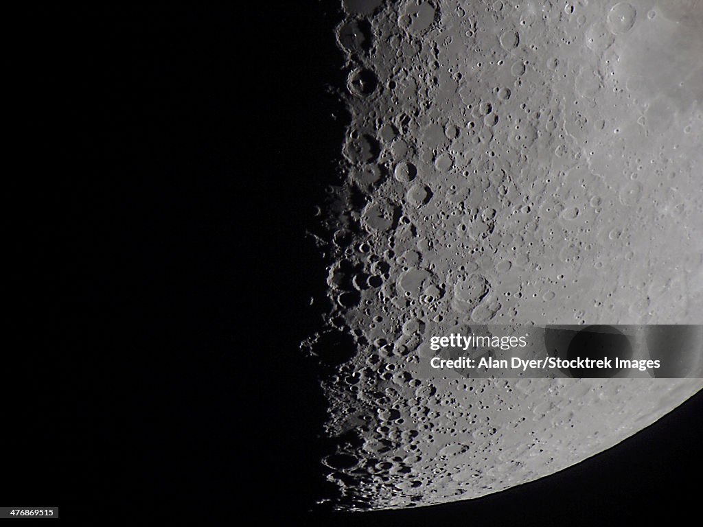 March 28 2004 South Terminator Of 7 Day Moon HighRes Stock Photo