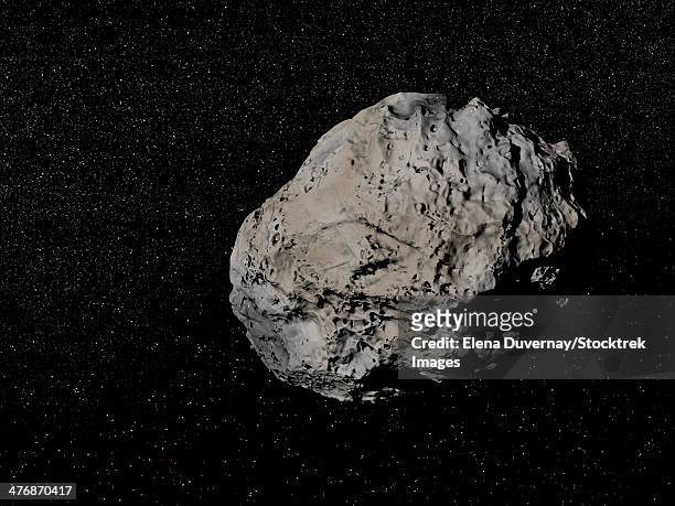 large grey meteorite in the universe full of stars. - meteorite stock illustrations