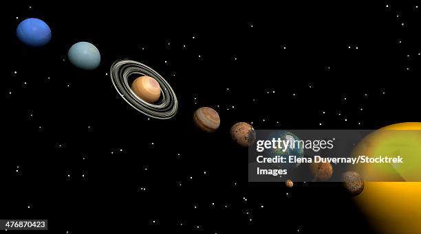 all planets of the solar system; mercury, venus, earth, mars, jupiter, saturn uranus, and neptune. - uranus stock-grafiken, -clipart, -cartoons und -symbole