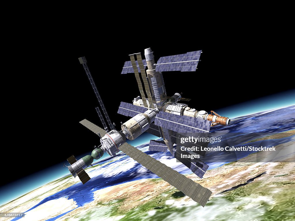 Space station in orbit around Earth.