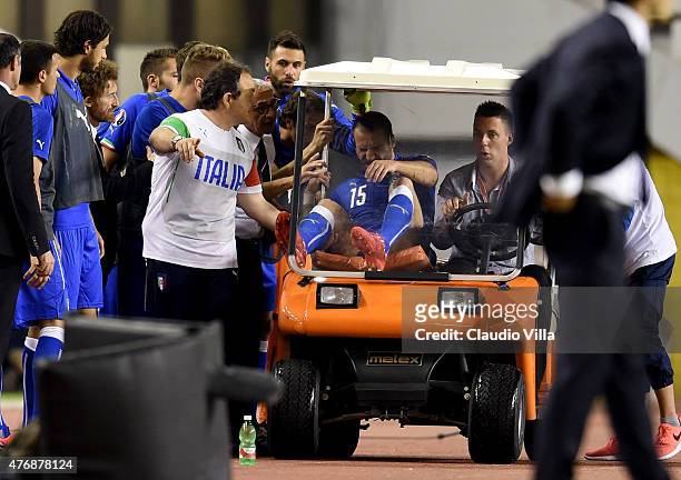 Lorenzo De Silvestri of Italy injured during rhe UEFA Euro 2016 Qualifier between Croatia and Italy on June 12, 2015 in Split, Croatia.