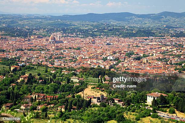 vue panoramique de florence - palazzo vecchio photos et images de collection