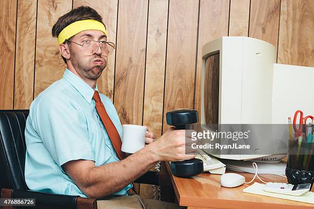 exercising office worker - humor stock pictures, royalty-free photos & images