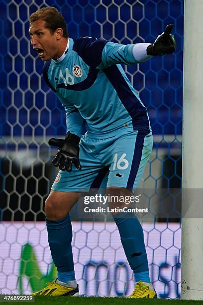 Enis Hajri of Tunisia reacts during the International friendly match between Colombia and Tunisia at Cornella el Prat Stadium, 2014 in Barcelona,...