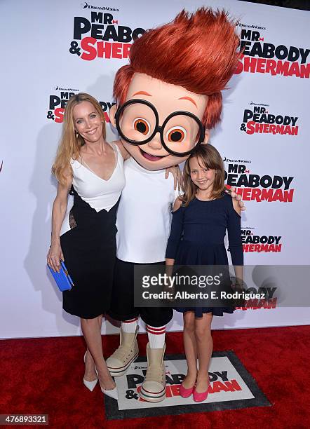 Actress Leslie Mann and Iris Apatow attend the premiere of Twentieth Century Fox and DreamWorks Animation's "Mr. Peabody & Sherman" at Regency...