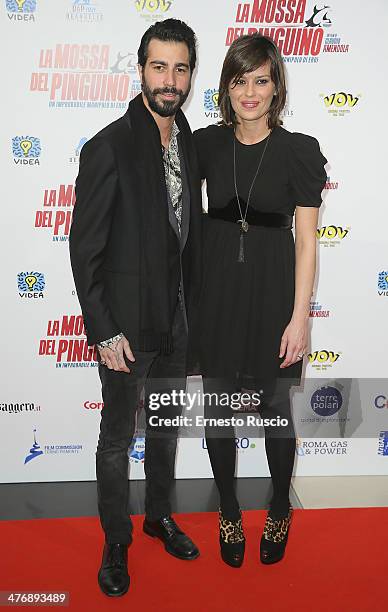 Claudia Pandolfi and boyfriend Marco De Angelis attend the 'La Mossa Del Pinguino' premiere at Cinema Adriano on March 5, 2014 in Rome, Italy.