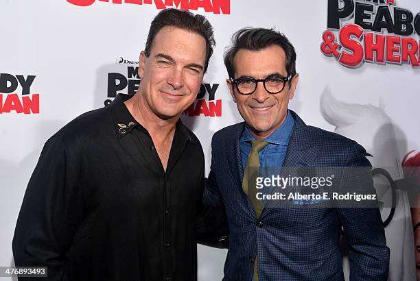 Actors Patrick Warburton and Ty Burrell attend the premiere of Twentieth Century Fox and DreamWorks Animation's "Mr. Peabody & Sherman" at Regency...