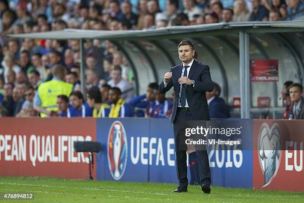 Coach Marians Pahars of Latvia during the UEFA EURO 2016 qualifying match between Latvia and The Netherlands on June 12, 2015 at the Skonto stadium...