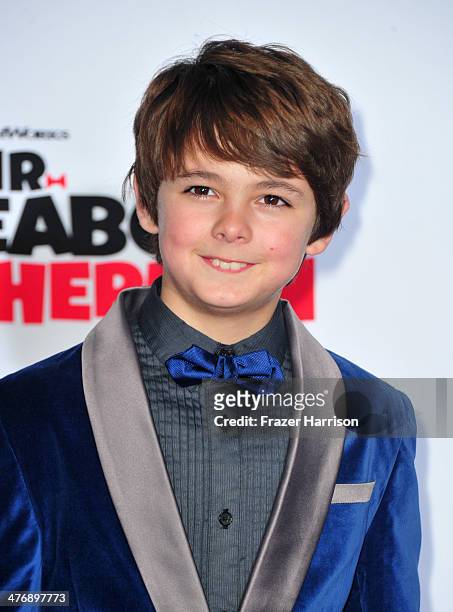 Actor Max Charles attends the premiere of Twentieth Century Fox and DreamWorks Animation's "Mr. Peabody & Sherman" at Regency Village Theatre on...