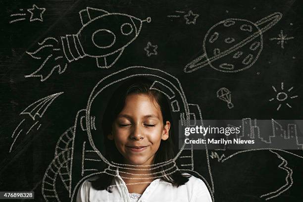 aspirations to be an astronaut - girl school bildbanksfoton och bilder