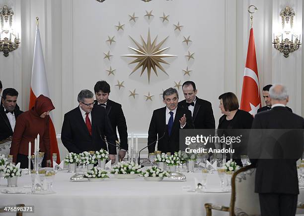 Turkish President Abdullah Gul gives a dinner in honor of Polish President Bronislaw Komorowski at the Cankaya Presidential Palace in Ankara, Turkey...