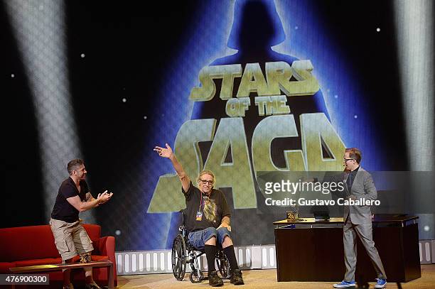 Ray Park,Peter Mayhew and James Arnold Taylor participates in Star Wars Weekend at Walt Disney World on June 12, 2015 in Orlando, Florida.