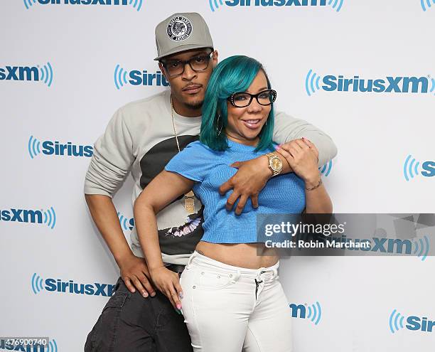 And Tameka 'Tiny' Cottle-Harris visit at SiriusXM Studios on June 12, 2015 in New York City.