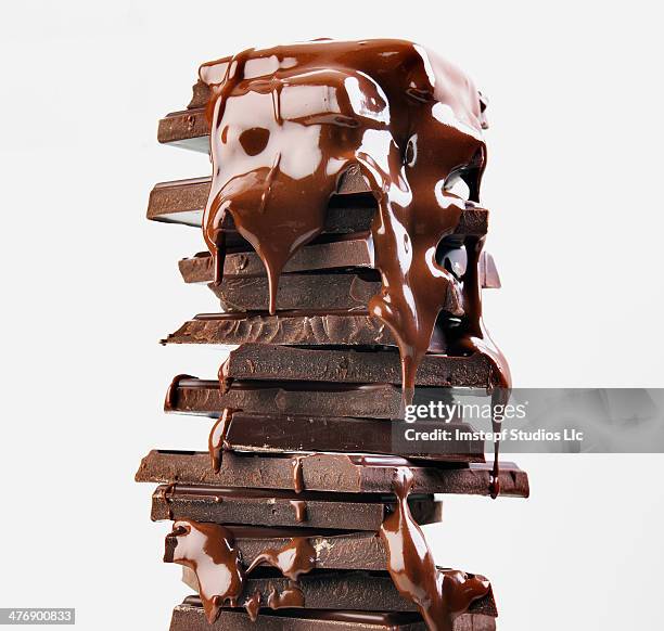 chocolate stack - chocolate melting stock-fotos und bilder