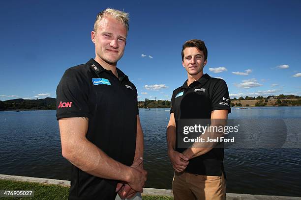 Toby Cunliffe-Steel and Matthew Dunham pose after being selected for the U23 men's lightweight double sculls at the Rowing New Zealand Team Selection...