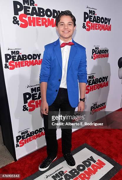 Actor Zach Callison attends the premiere of Twentieth Century Fox and DreamWorks Animation's "Mr. Peabody & Sherman" at Regency Village Theatre on...