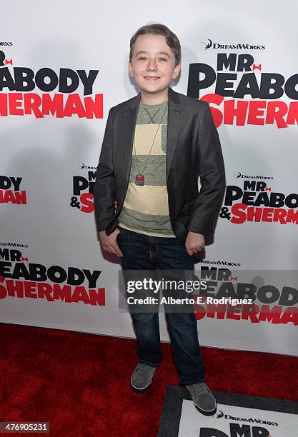 Actor Benjamin Stockham attends the premiere of Twentieth Century Fox and DreamWorks Animation's "Mr. Peabody & Sherman" at Regency Village Theatre...