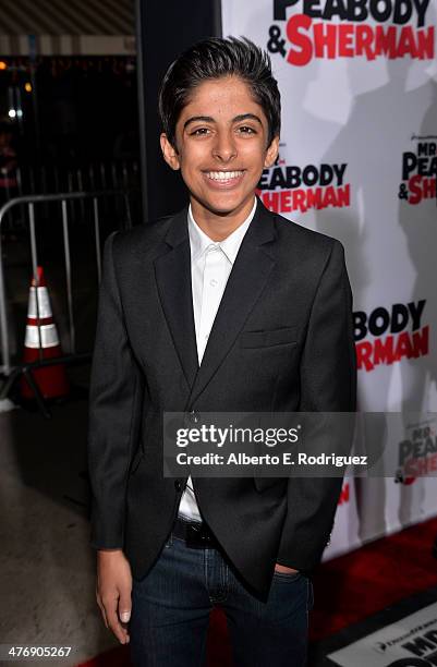 Actor Karan Brar attends the premiere of Twentieth Century Fox and DreamWorks Animation's "Mr. Peabody & Sherman" at Regency Village Theatre on March...