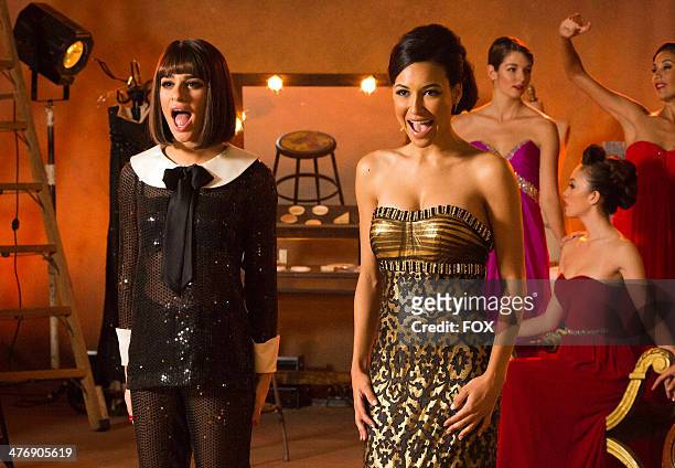 Lea Michele and Naya Rivera in the "Frenemies" Spring Premiere episode of GLEE airing Tuesday, Feb. 25, 2014 on FOX.
