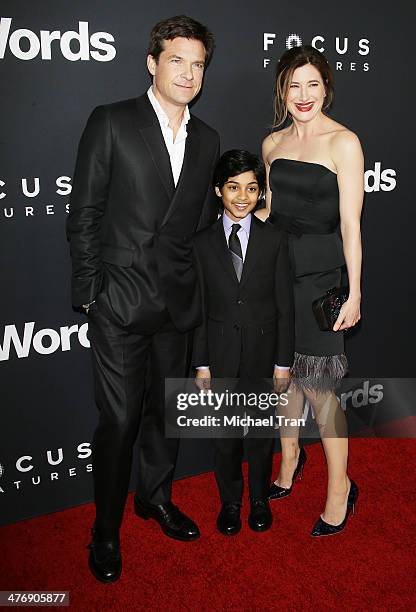 Jason Bateman, Rohan Chand and Kathryn Hahn arrive at the Los Angeles premiere of "Bad Words" held at ArcLight Cinemas Cinerama Dome on March 5, 2014...