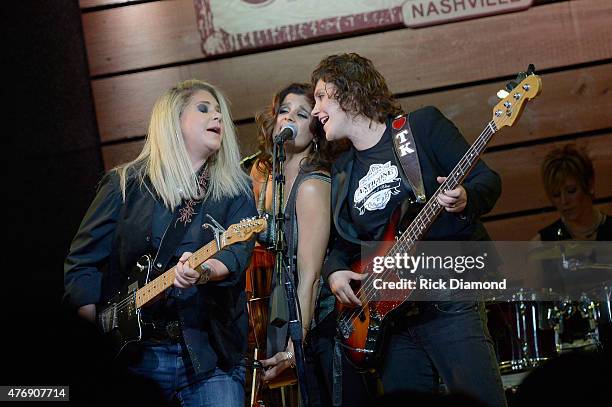 Cathy Henderson, Nini Camps and Kisten Ellis-Henderson of Antigone Rising perform onstage at The Concert For Love And Acceptance at City Winery...