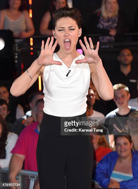 Emma Willis presents from the Big brother house at Elstree Studios on June 12, 2015 in Borehamwood, England.