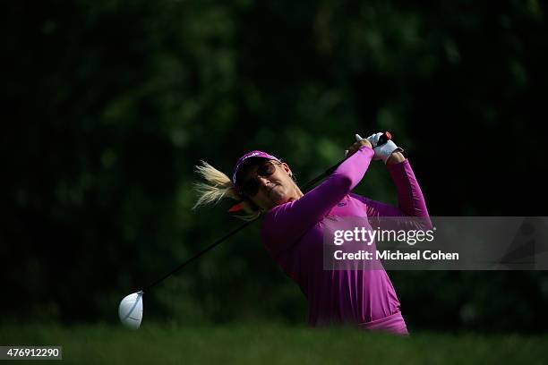 Natalie Gulbis hits her drive on the fifth hole during the second round of the KPMG Women's PGA Championship held at Westchester Country Club on June...