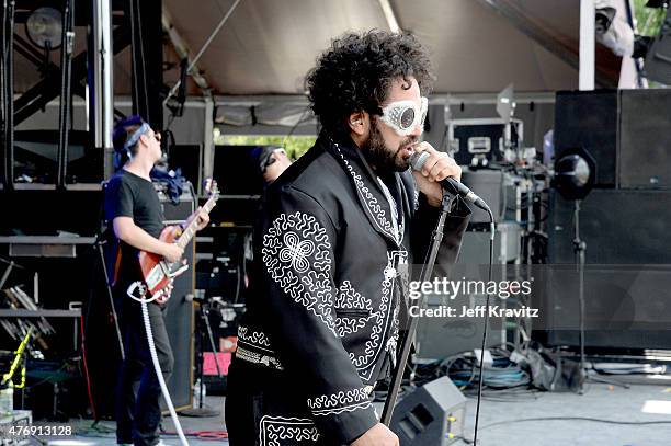 Alex Marrero of Brownout performs onstage at Which Stage during Day 2 of the 2015 Bonnaroo Music And Arts Festival on June 12, 2015 in Manchester,...