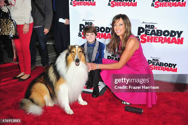 Actress Allison Janney and actor Max Charles arrive at the Premiere of Twentieth Century Fox and DreamWorks Animation's "Mr. Peabody & Sherman" at...