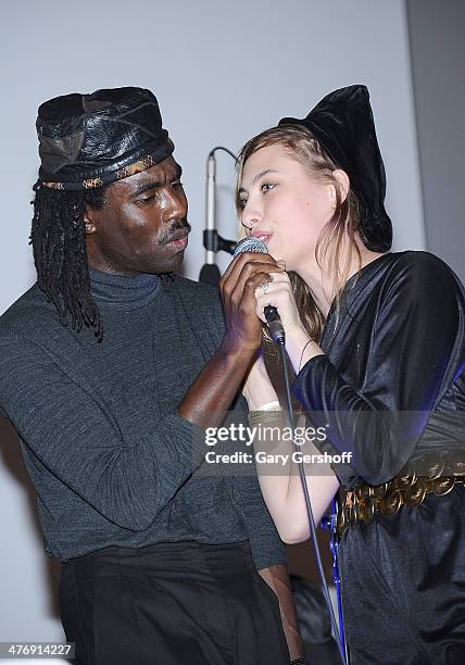 Dev Hynes and Samantha Urbani of Blood Orange perform at the Armory Party at The Museum of Modern Art on March 5, 2014 in New York City.