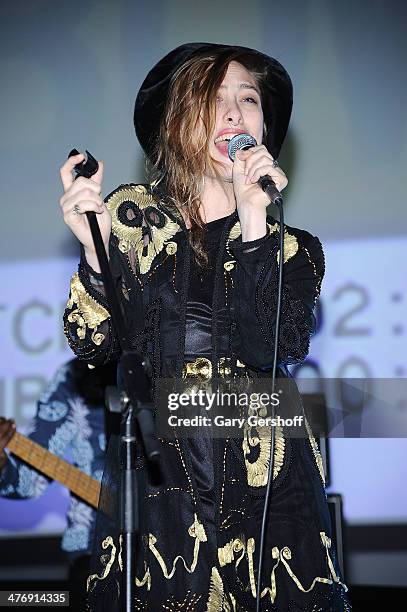 Samantha Urbani of Blood Orange performs at the Armory Party at The Museum of Modern Art on March 5, 2014 in New York City.