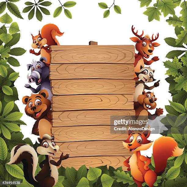 funny wild animals in the wood - funny skunk stock illustrations