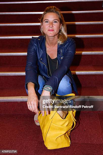 Granddaughter by marriage of Sean Connery, Journalist Stephanie Renouvin attends Humorist Berangere Krief Performs at L'Olympia on June 12, 2015 in...