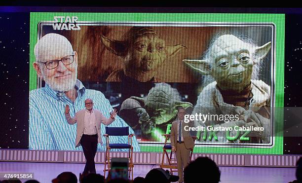 Frank Oz and James Arnold Taylor participate in Star Wars Weekend at Walt Disney World on June 12, 2015 in Orlando, Florida.