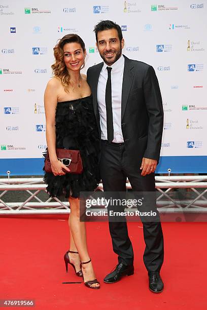 Edoardo Leo and Laura Marafioti attend the '2015 David Di Donatello' Awards Ceremony at Teatro Olimpico on June 12, 2015 in Rome, Italy.