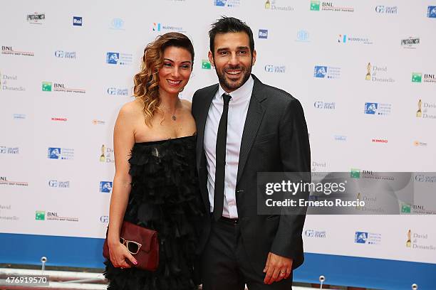 Laura Marafioti and Edoardo Leo attend the '2015 David Di Donatello' Awards Ceremony at Teatro Olimpico on June 12, 2015 in Rome, Italy.