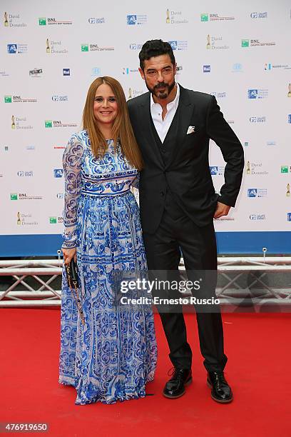 Sabrina Knaflitz and Alessandro Gassman attend the '2015 David Di Donatello' Awards Ceremony at Teatro Olimpico on June 12, 2015 in Rome, Italy.