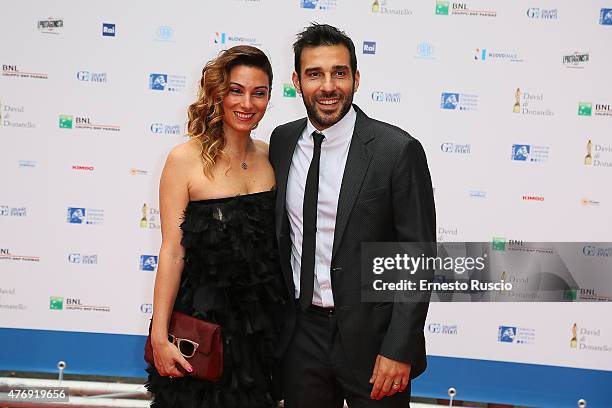 Edoardo Leo and Laura Marafioti attend the '2015 David Di Donatello' Awards Ceremony at Teatro Olimpico on June 12, 2015 in Rome, Italy.
