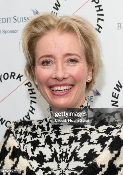 Actress Emma Thompson attends the 2014 The New York Philharmonic Spring Gala featuring "Sweeney Todd: The Demon Barber of Fleet Street" at Josie...