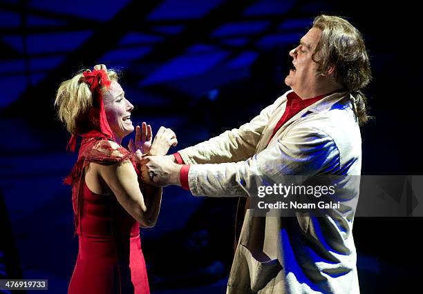 Emma Thompson and Bryn Terfel perform at the 2014 The New York Philharmonic Spring Gala featuring "Sweeney Todd: The Demon Barber of Fleet Street" at...