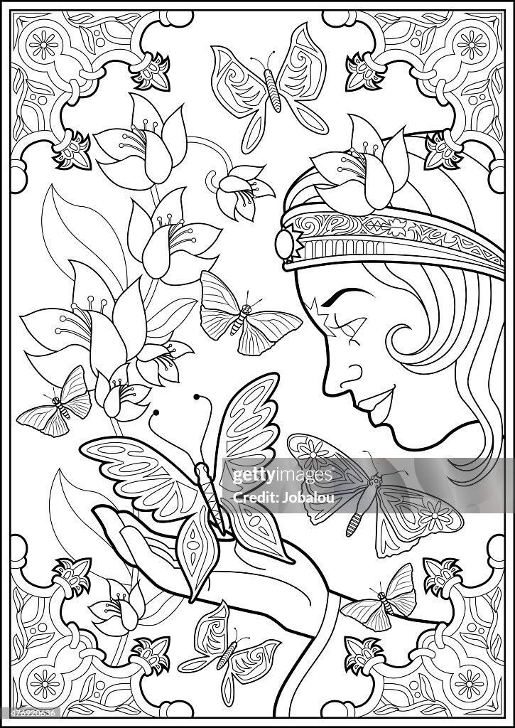 Coloring Page Butterflies And Fairy Princess