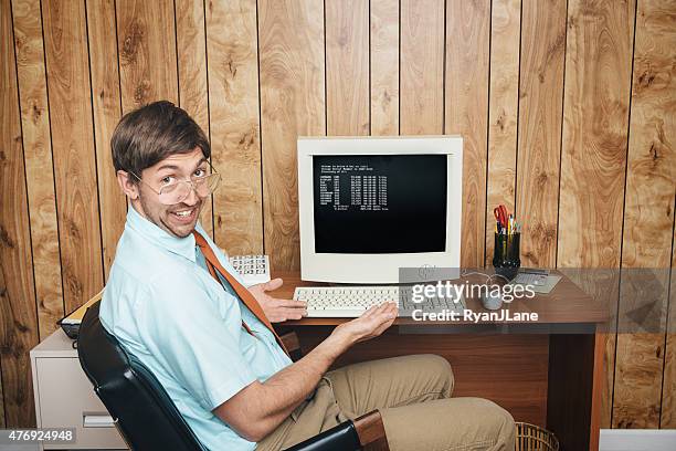 office worker of the past - computer 1980 stock pictures, royalty-free photos & images