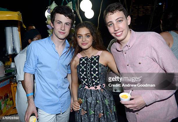 Actors Dylan Minnette, Odeya Rush and Ryan Lee attend the "Goosebumps" party during Summer Of Sony Pictures Entertainment 2015 at The Ritz-Carlton...