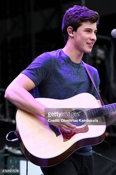 Shawn Mendes opens for Taylor Swift onstage during The 1989 World Tour on June 12, 2015 at Lincoln Financial Field in Philadelphia, Pennsylvania.