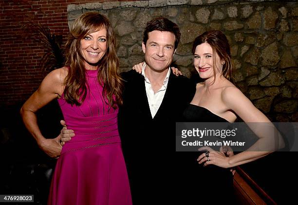Actress Allison Janney, actor/director/producer Jason Bateman and actress Kathryn Hahn pose at the after party for the premiere of Focus Features'...