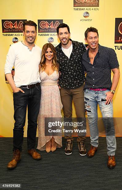 Hosts Jonathan Scott, Alison Victoria, Drew Scott and David Bromstad attend a pre-show press conference at the 2015 CMA Festival on June 12, 2015 in...