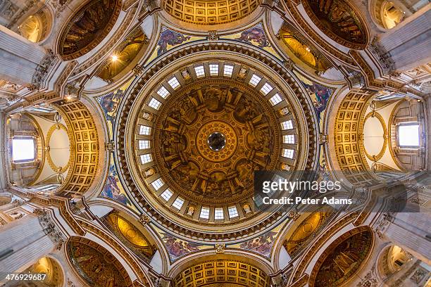 interior view of st pauls cathedral dome, london - sankt pauls katedralen bildbanksfoton och bilder
